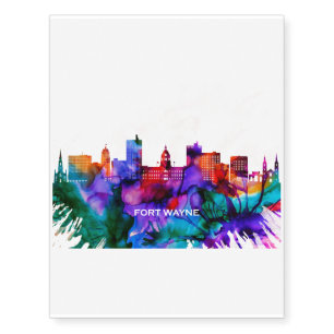 Fort Wayne Skyline Temporary Tattoos