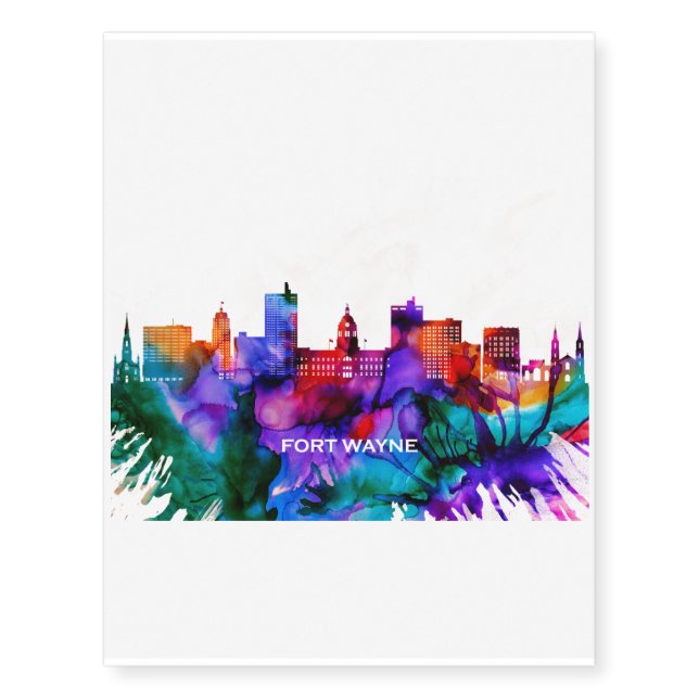 Fort Wayne Skyline Temporary Tattoos (Front)