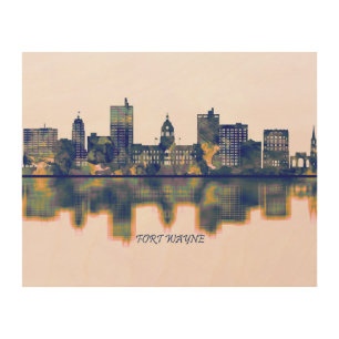 Fort Wayne Skyline Wood Wall Art