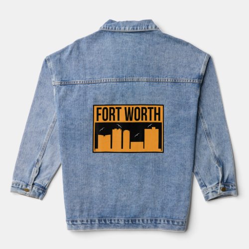 Fort Worth City Skyline  Denim Jacket