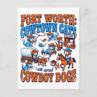 Fort Worth Cowtown Cats And Cowboy Dogs Postcard