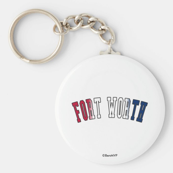 Fort Worth in Texas State Flag Colors Keychain