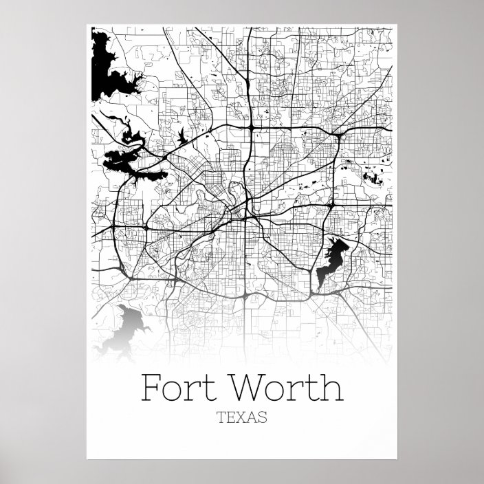 Fort Worth Map - Texas - City Map Poster | Zazzle.com