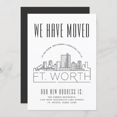 Fort Worth Moving Announcement  Stylized Skyline