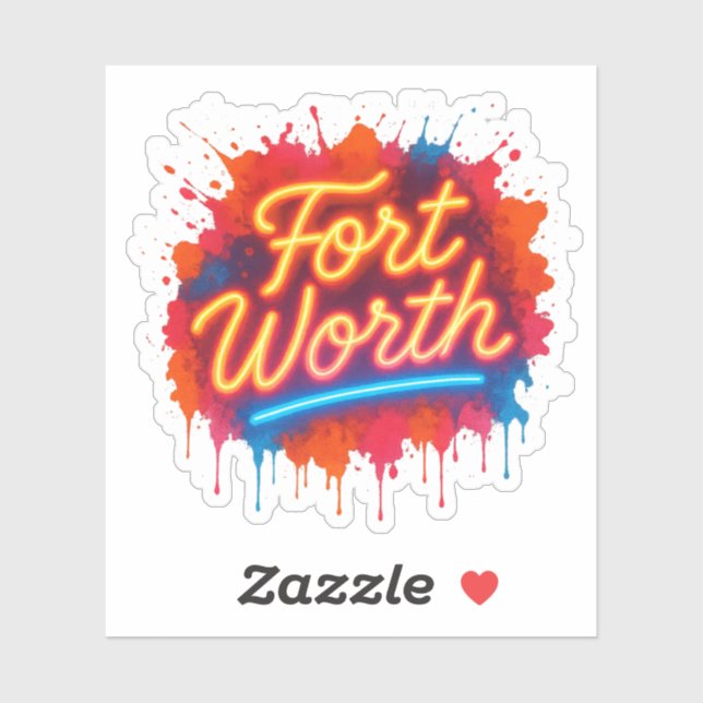Fort Worth neon street-art splash design Sticker (Sheet)