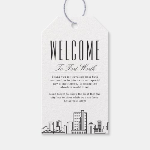 Fort Worth Skyline  Welcome Message Gift Tags