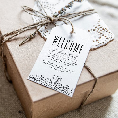 Fort Worth Skyline  Welcome Message Gift Tags