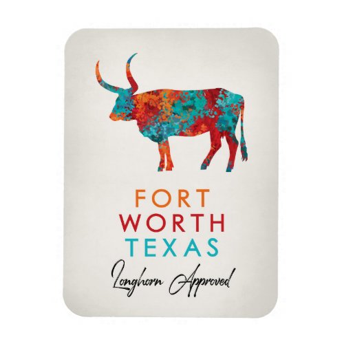 Fort Worth Texas Colorful Longhorn Magnet