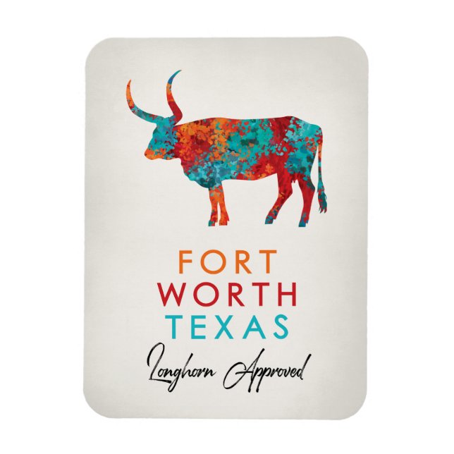 Fort Worth Texas Colorful Longhorn Magnet (Vertical)