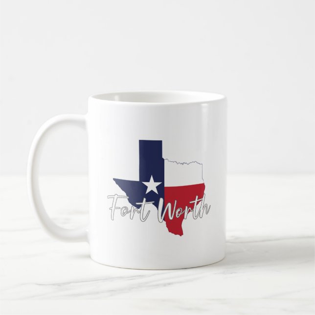 Fort Worth, Texas Flag Map Coffee Mug (Left)