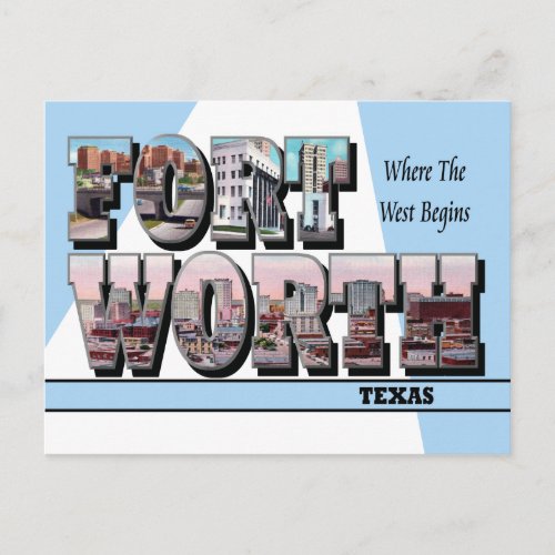 Fort Worth Texas Large Letter Postcard