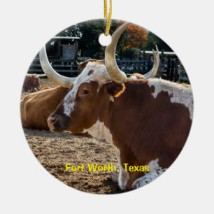 Fort Worth Texas Longhorns Ceramic Ornament