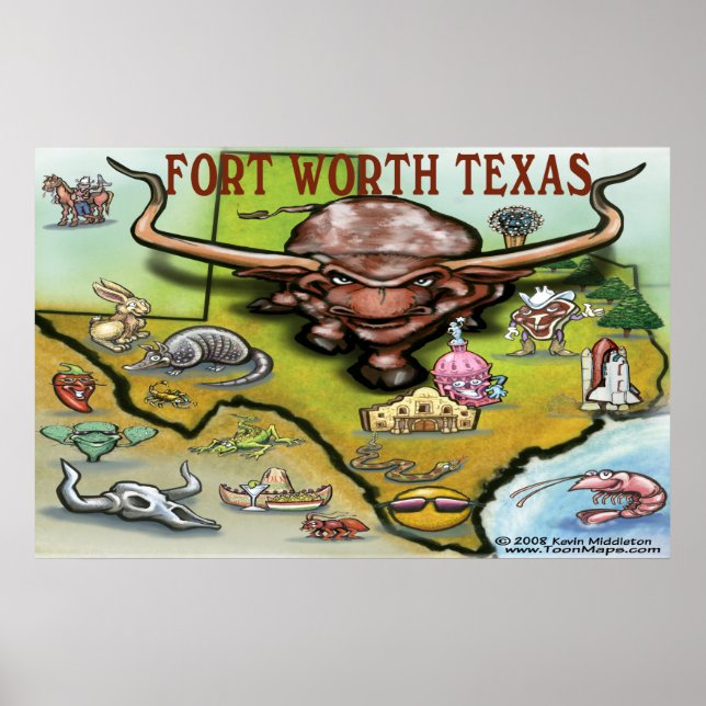 Fort Worth TEXAS Map Poster (Front)