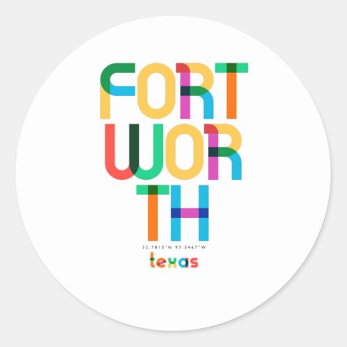 Fort Worth Texas Mid Century Pop Art Classic Round Sticker