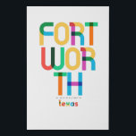 Fort Worth Texas Mid Century, Pop Art, Faux Canvas Print<br><div class="desc">Fort Worth Texas classic retro throwback style from the 60s 70s and 80s. Bright primary colors in the 20th-century abstract art style with simple geometric elements. Vintage pop art. Simple bold,  wear your hometown out loud.</div>
