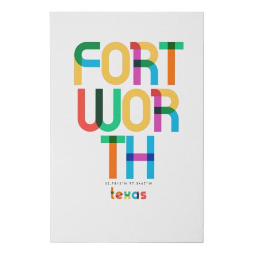 Fort Worth Texas Mid Century Pop Art Faux Canvas Print