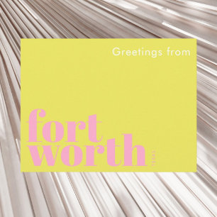 Fort Worth Texas modern pink yellow  Postcard