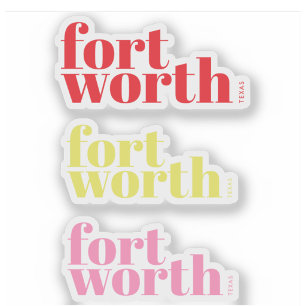 Fort Worth Texas modern pink yellow Sticker