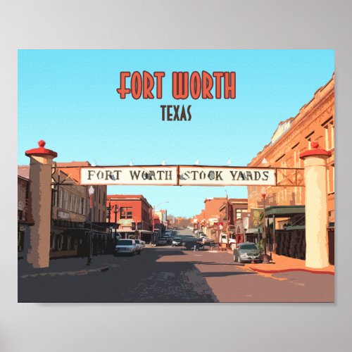 Fort Worth Texas Stock Yards Vintage Poster