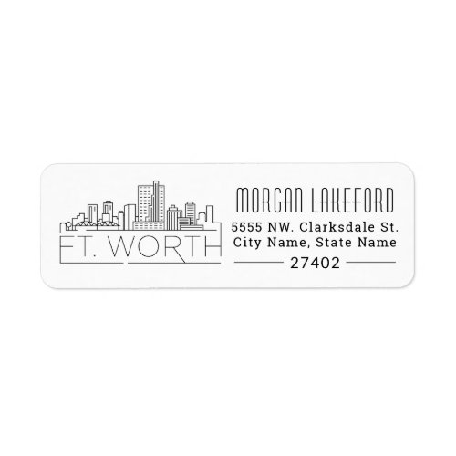 Fort Worth Texas Stylized Skyline  Bold Style La Label