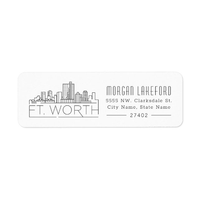 Fort Worth, Texas Stylized Skyline | Label (Front)