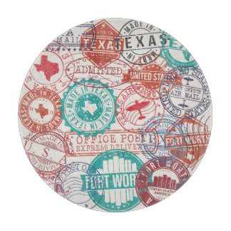 Fort Worth Texas: travel stamps. Cutting Board