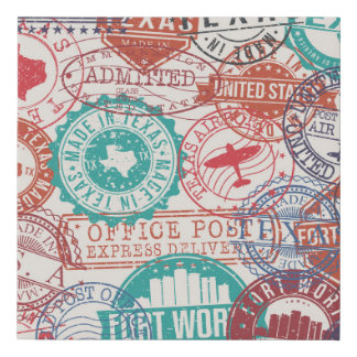 Fort Worth Texas: travel stamps. Faux Canvas Print