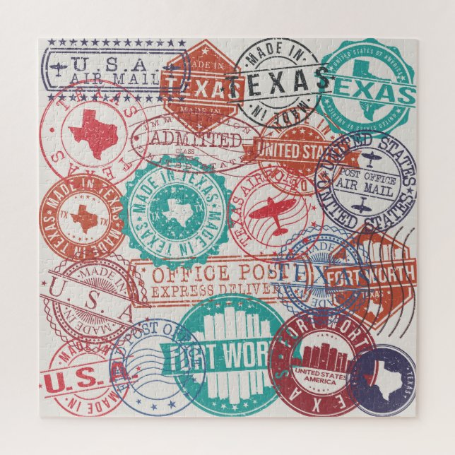 Fort Worth Texas: travel stamps. Jigsaw Puzzle (Vertical)
