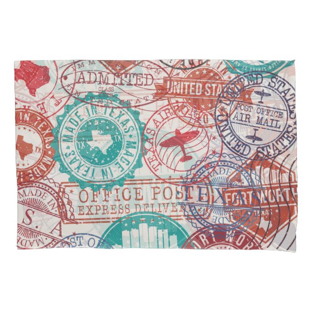 Fort Worth Texas: travel stamps. Pillow Case (Front)