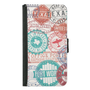 Fort Worth Texas: travel stamps. Samsung Galaxy S5 Wallet Case
