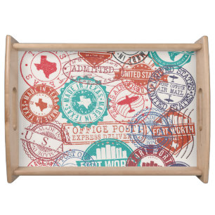 Fort Worth Texas: travel stamps. Serving Tray