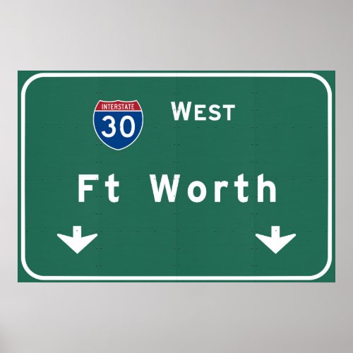 Fort Worth Texas tx Interstate Highway Freeway  Poster