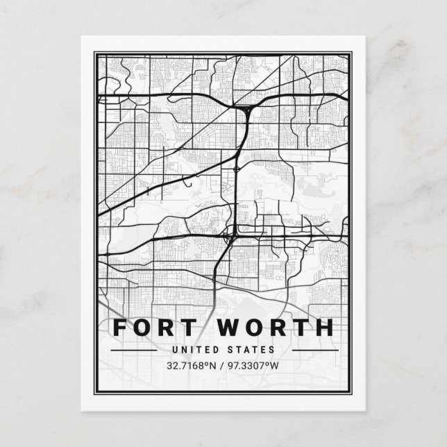 Fort Worth Texas USA Travel City Map Poster Postcard (Front)