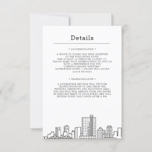 Fort Worth, Texas Wedding   Guest Details Invitation
