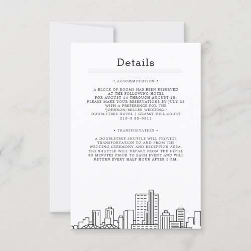 Fort Worth Texas Wedding  Guest Details Invitation