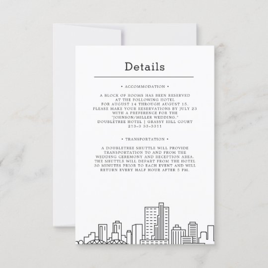 Fort Worth, Texas Wedding Guest Details Invitation