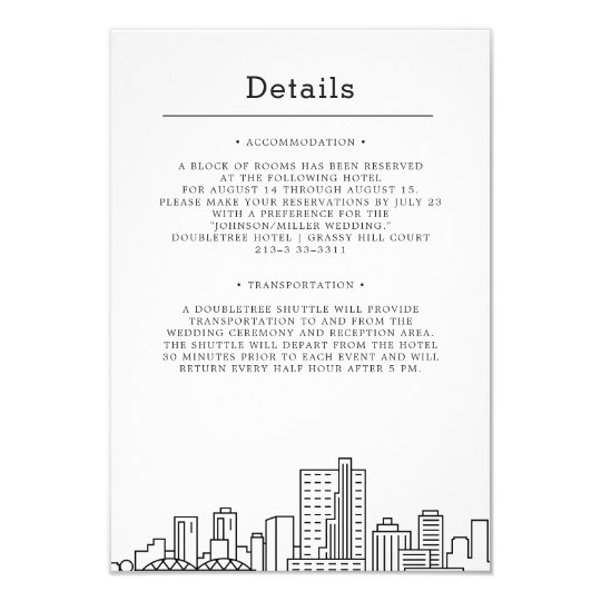 Fort Worth, Texas Wedding Guest Details Invitation