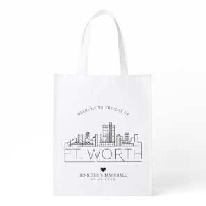 Fort Worth, Texas Wedding | Stylized Skyline Grocery Bag