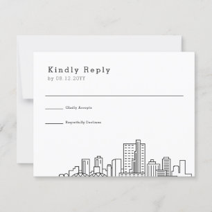 Fort Worth, Texas Wedding Stylized Skyline RSVP