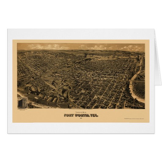 Fort Worth, TX Panoramic Map - 1891 Cards (Front Horizontal)