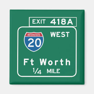 Fort Worth, TX Road Sign Magnet