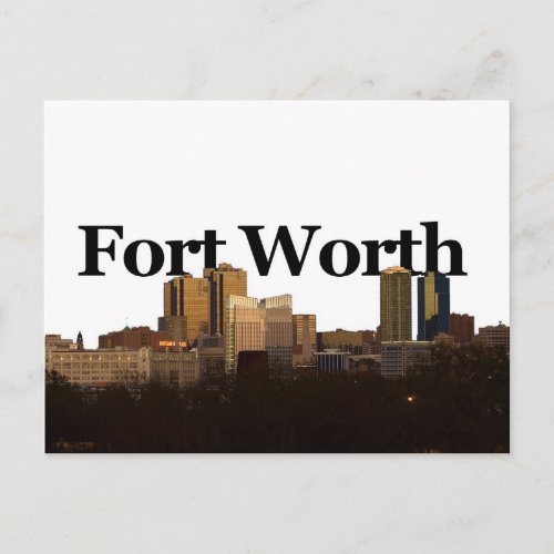 Fort Worth TX Skyline with Fort Worth in the Sky Postcard