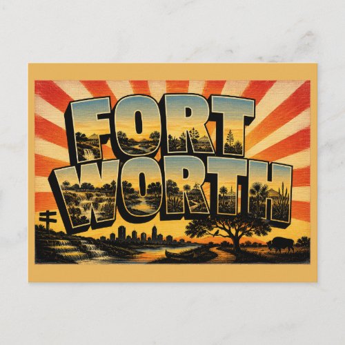 Fort Worth TX Water Gardens River Garden Art Postcard