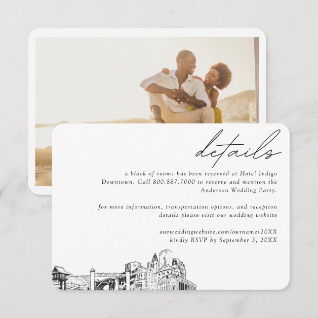 Fort Worth Wedding Hotel Room Block Details Small Enclosure Card (Front/Back)