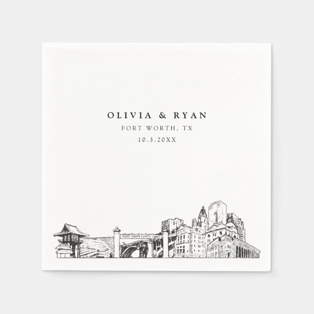 Fort Worth Wedding Paper Cocktail Napkin (Front)