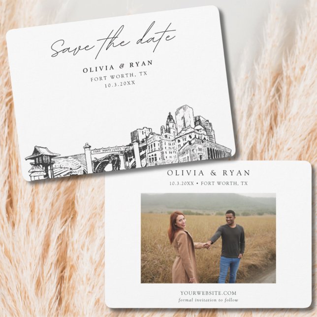 Fort Worth Wedding Skyline Save the Date  Invitation (Fort Worth Texas Wedding Save the Date
)