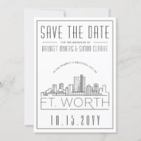 Fort Worth Wedding Stylized Skyline Save the Date