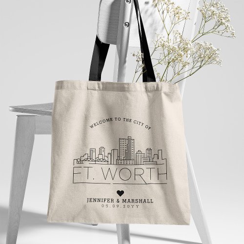 Fort Worth  Wedding  Stylized Skyline Tote Bag