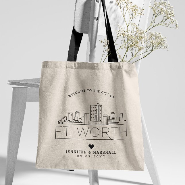Fort Worth  Wedding | Stylized Skyline Tote Bag (Creator Uploaded)