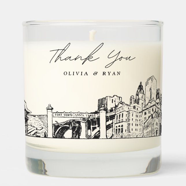 Fort Worth Wedding Thank You Gift Custom Candle (Front)